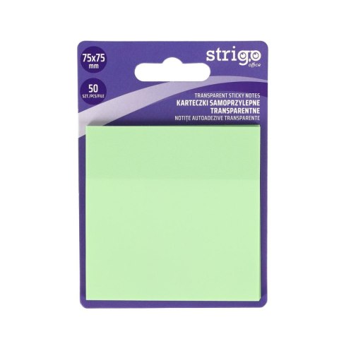 Notes samoprzylepny (karteczki) Strigo NEONOWE jasnozielony 50k [mm:] 75x75 (SSN027) Strigo