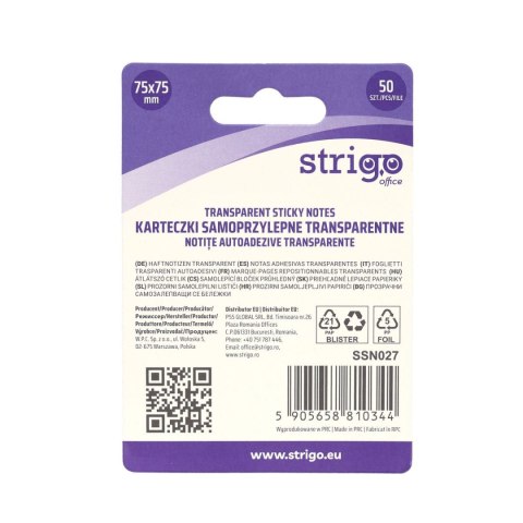 Notes samoprzylepny (karteczki) Strigo NEONOWE jasnozielony 50k [mm:] 75x75 (SSN027) Strigo