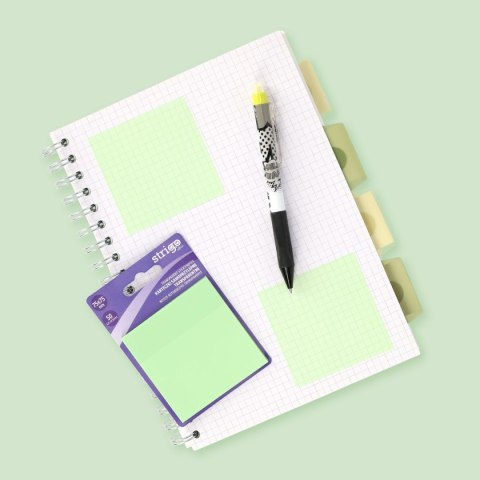 Notes samoprzylepny (karteczki) Strigo NEONOWE jasnozielony 50k [mm:] 75x75 (SSN027) Strigo