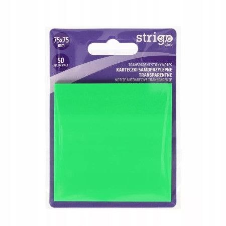 Notes samoprzylepny (karteczki) Strigo NEONOWE zielony 50k [mm:] 75x75 (SSN033) Strigo