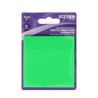 Notes samoprzylepny (karteczki) Strigo NEONOWE zielony 50k [mm:] 75x75 (SSN033) Strigo