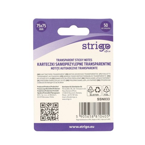 Notes samoprzylepny (karteczki) Strigo NEONOWE zielony 50k [mm:] 75x75 (SSN033) Strigo