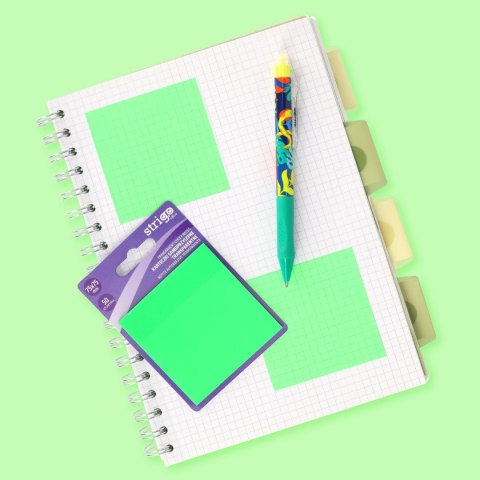 Notes samoprzylepny (karteczki) Strigo NEONOWE zielony 50k [mm:] 75x75 (SSN033) Strigo