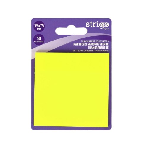 Notes samoprzylepny (karteczki) Strigo NEONOWE żółty 50k [mm:] 75x75 (SSN032) Strigo