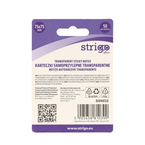 Notes samoprzylepny (karteczki) Strigo NEONOWE żółty 50k [mm:] 75x75 (SSN032) Strigo
