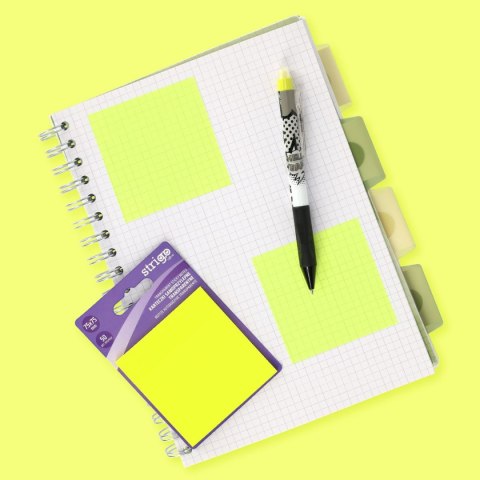 Notes samoprzylepny (karteczki) Strigo NEONOWE żółty 50k [mm:] 75x75 (SSN032) Strigo