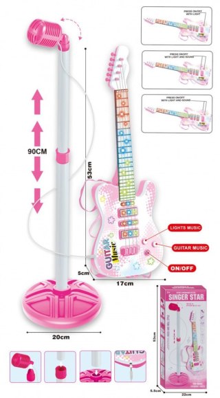 Gitara Lean z mikrofonem na statywie jasna (20892) Lean