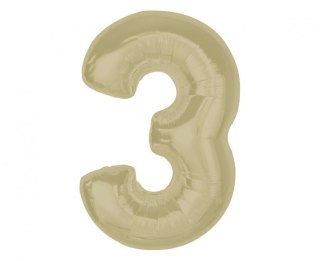 Balon foliowy Godan Smart cyfra 3, matowa latte, 92 cm (CH-S9L3) Godan
