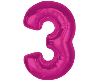 Balon foliowy Godan Smart cyfra 3, różowa, 92 cm (CH-S9R3) Godan