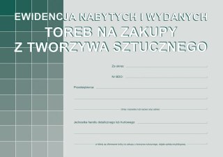 Druk offsetowy Michalczyk i Prokop Ewidencja nabytych i wydanych toreb na zakupy z tworzywa sztucznego A5 16k. (S-200-3) Michalczyk i Prokop
