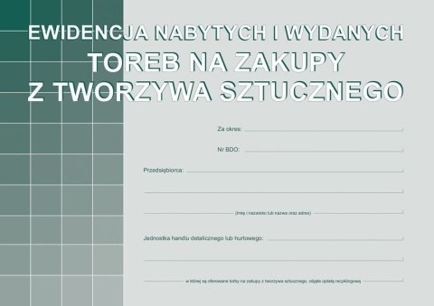 Druk offsetowy Michalczyk i Prokop Ewidencja nabytych i wydanych toreb na zakupy z tworzywa sztucznego A5 16k. (S-200-3) Michalczyk i Prokop Druk offsetowy Michalczyk i Prokop Ewidencja nabytych i wydanych toreb na zakupy z tworzywa sztucznego A5 16k. (S-200-3) Michalczyk i Prokop