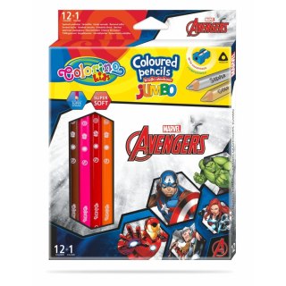 Kredki ołówkowe Patio Disney Avengers Jumbo 12 kol. (91413PTR) Patio