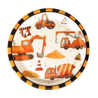Talerz jednorazowy Arpex plac budowy papier śr. 180mm 8 szt (DC4824F) Arpex