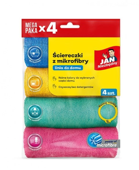 Ścierka Jan Niezbędny z mikrofibry 4 sztuki mikrofibra [mm:] 300x300 (SA-JN-355832) Jan Niezbędny
