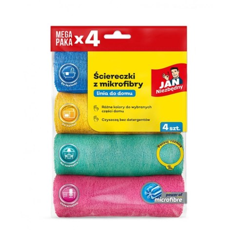 Ścierka Jan Niezbędny z mikrofibry 4 sztuki mikrofibra [mm:] 300x300 (SA-JN-355832) Jan Niezbędny