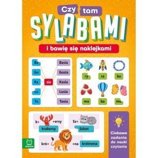 Książka dla dzieci Aksjomat Czytam sylabami i bawię się naklejkami. Ciekawe zadania do nauki czytania Aksjomat