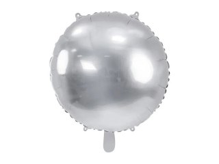 Balon foliowy Partydeco okrągły Pastylka srebrny 18cal (FB176-018) Partydeco