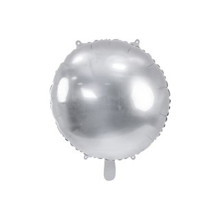 Balon foliowy Partydeco okrągły Pastylka srebrny 18cal (FB176-018) Partydeco