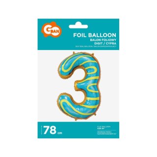 Balon foliowy Godan cyfra 3 CIASTECZKO 34cal (BC-HCS3) Godan