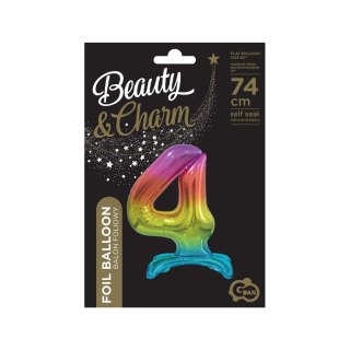 Balon gumowy Godan Beauty&Charm cyfra stojąca tęczowa tęczowa 30cal (BC-AST4) Godan