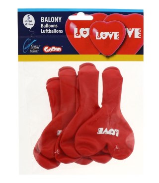 Balon gumowy Godan Love, serca / 5 szt czerwony 300mm 12cal 5 szt (CRS/P149) Godan