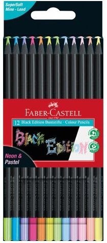 Kredki ołówkowe Faber Castell Black Edition pastelowe i neonowe 12 kol. (116410 FC) Faber Castell