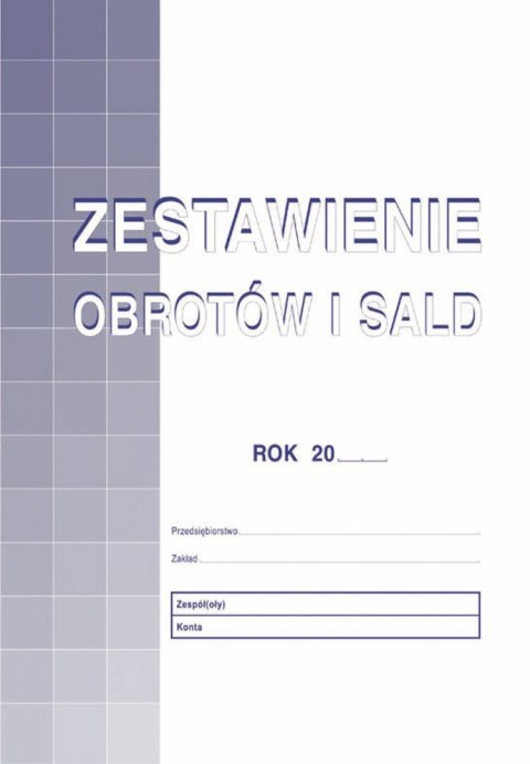 Druk offsetowy Michalczyk i Prokop O pap. Zestawienie obrotów i sald A4 8k. (425-1) Michalczyk i Prokop