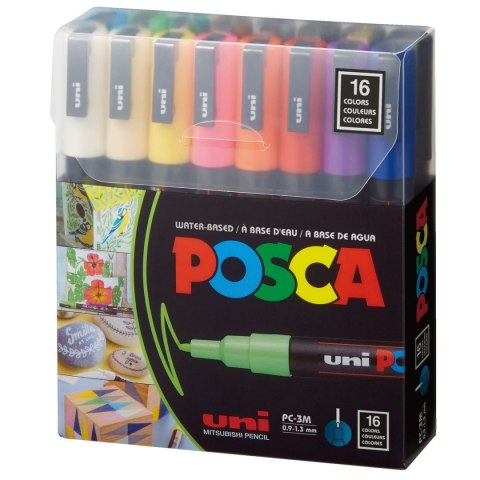 Marker specjalistyczny Posca PC-3M 16 sztuk 5906340928330, (różne) 0,9-1,6mm okrągła końcówka (194511) Posca