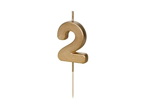 Świeczka urodzinowa Partydeco Cyferka 2, 4.5 cm, złoty (SCU9-2) Partydeco Świeczka urodzinowa Partydeco Cyferka 2, 4.5 cm, złoty (SCU9-2) Partydeco