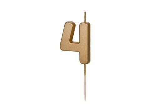 Świeczka urodzinowa Partydeco Cyferka 4, 4.5 cm, złoty (SCU9-4) Partydeco Świeczka urodzinowa Partydeco Cyferka 4, 4.5 cm, złoty (SCU9-4) Partydeco