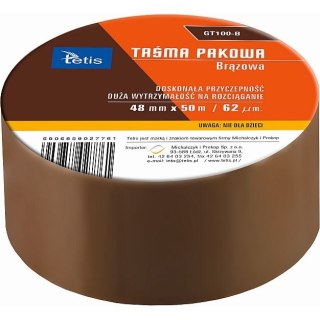 Taśma pakowa Tetis 48x50 [mm x m] brązowy (GT100-B) Tetis