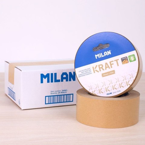 Taśma pakowa Milan papierowa Kraft 50x50 [mm x m] brązowa (34661) Milan