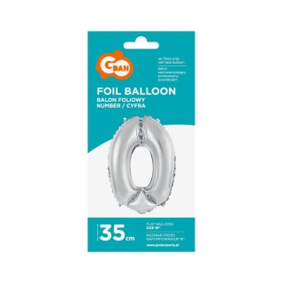 Balon foliowy Godan cyfra 0 srebrny 35 cm (FG-C35S0) Godan