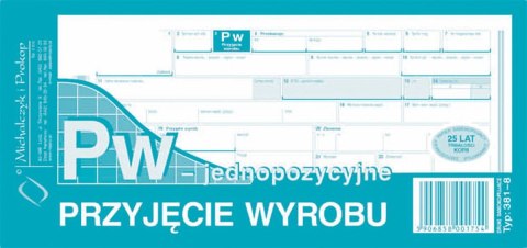 Druk samokopiujący Michalczyk i Prokop przyjęcie wyrobu jednopozycyjne 1/3 A4 80k. (381-8) Michalczyk i Prokop