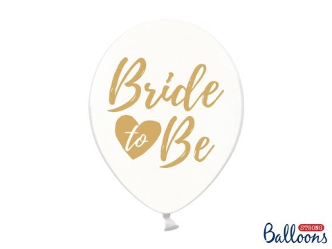 Balon gumowy Partydeco 30cm, Bride to be, Crystal Clear biały 300mm (SB14C-205-099G-6) Partydeco