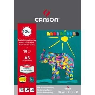 Blok techniczny Canson kolorowy A3 mix 160g 10k [mm:] 297x420 (400075230) Canson