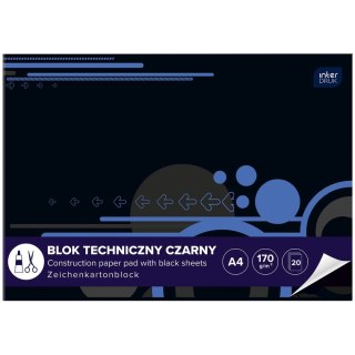 Blok techniczny Interdruk A4 czarna 170g 10k (ABLTA4C) Interdruk