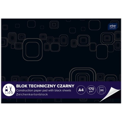 Blok techniczny Interdruk A4 czarna 170g 10k (ABLTA4C) Interdruk