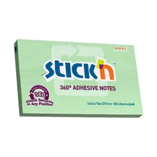 Notes samoprzylepny Stick'n 360 stopni zielony 100k [mm:] 127x76 (21556) Stick'n