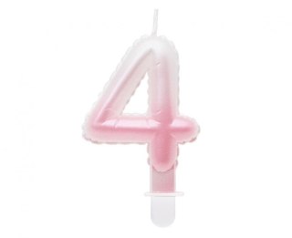 Świeczka urodzinowa Godan cyferka 4, ombre, perłowa biało-różowa, 7 cm (SF-PBR4) Godan