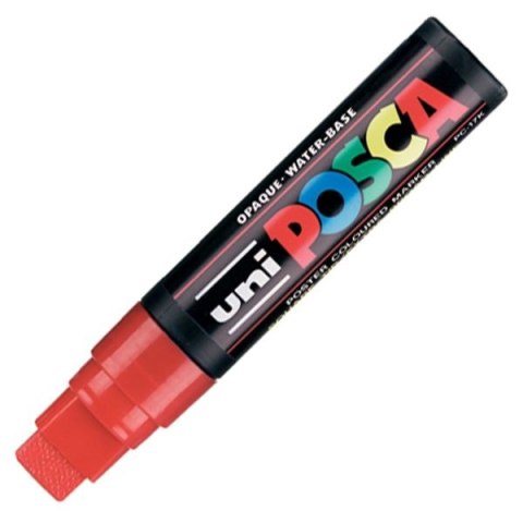 Marker suchościeralny Uni POSCA, czerwony ścięta końcówka (PC-17k) Uni