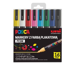 Marker specjalistyczny Posca PC-5M 16 sztuk 5906340928354, mix 1,8-2,5mm okrągła końcówka (194514) Posca