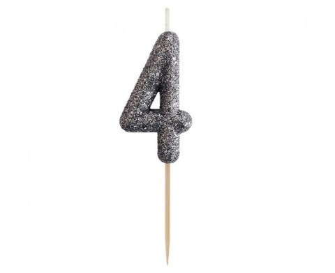 Świeczka urodzinowa Godan piker cyferka 4, brokatowa czarna, 11x3.5 cm (BH-SPC4) Godan Świeczka urodzinowa Godan piker cyferka 4, brokatowa czarna, 11x3.5 cm (BH-SPC4) Godan