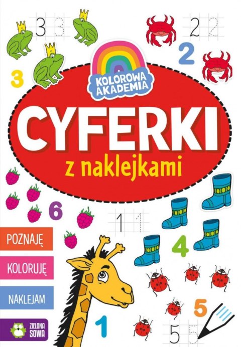 Książeczka edukacyjna Zielona Sowa Kolorowa Akademia. Cyferki z naklejkami Zielona Sowa Książeczka edukacyjna Zielona Sowa Kolorowa Akademia. Cyferki z naklejkami Zielona Sowa