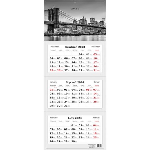 Kalendarz ścienny 5902277338228 Interdruk 340x825 trójdzielny 340mm x 825mm (MIASTO) Interdruk
