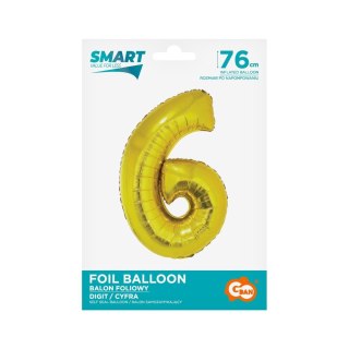 Balon foliowy Godan Smart cyfra 6 złota 76cm (CH-SZL6) Godan