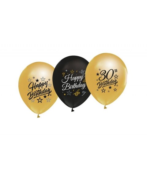 Balon gumowy Godan 30th Birthday czarno złote czarny 300mm 12cal (GP-ZC30) Godan