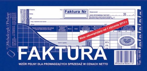 Druk offsetowy Michalczyk i Prokop Faktura VAT pełna 1/3 A4,80 kartek 1/3 A4 80k. (105-8E) Michalczyk i Prokop