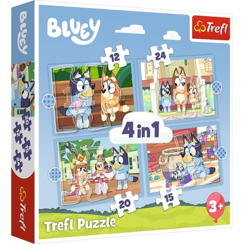 Puzzle Trefl Bluey Bluey i jego świat 4w1 el. (34637) Trefl Puzzle Trefl Bluey Bluey i jego świat 4w1 el. (34637) Trefl