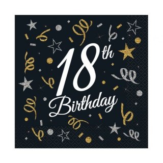 Serwetki Godan 18th Birthday CZARNY papier [mm:] 330x330 (SP-18BD) Godan